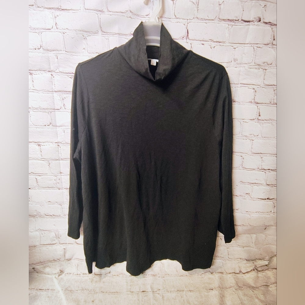 J.Jill Mock Neck 3X Black Modal Pullover Minimalist Top